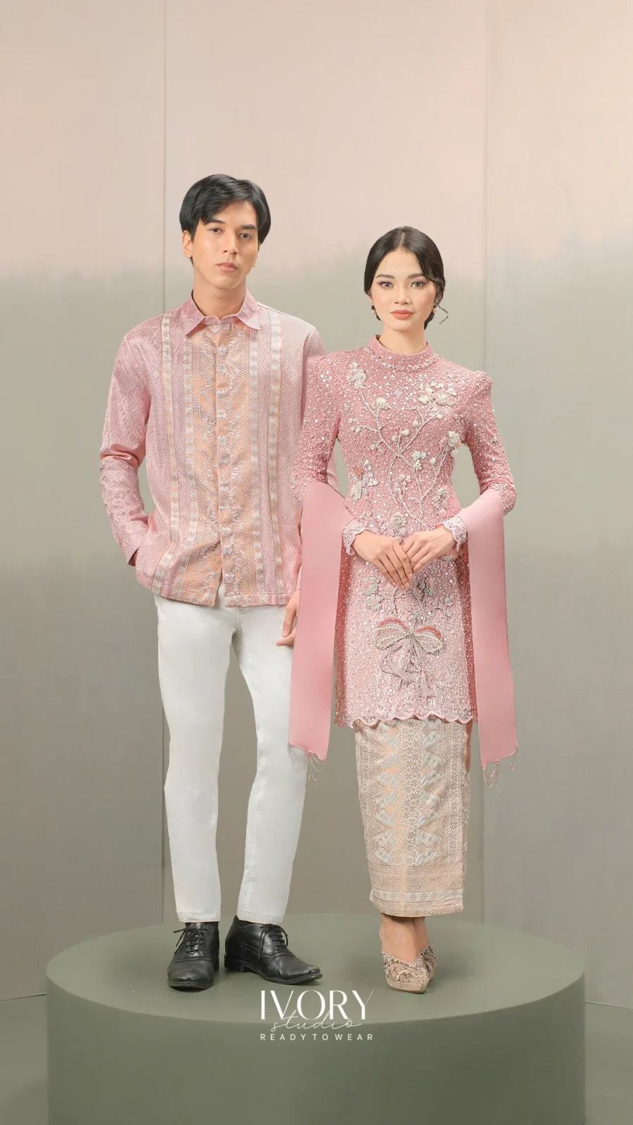 Anyaman Hikayat | Kisah Putri Mandalika Kebaya in Ombre Dusty Pink Couple Look